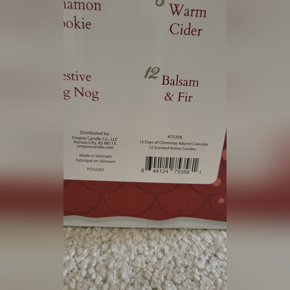 New Empire Candle Co 12 Days of Christmas Advent Calendar Votive Candle Set. - Picture 8 of 11